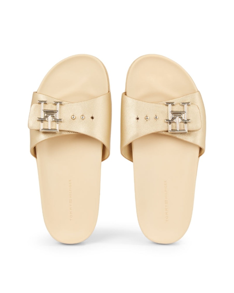 Tommy Foot Tommy Hilfiger - Hardware Gold Flat Sandal | Sandals