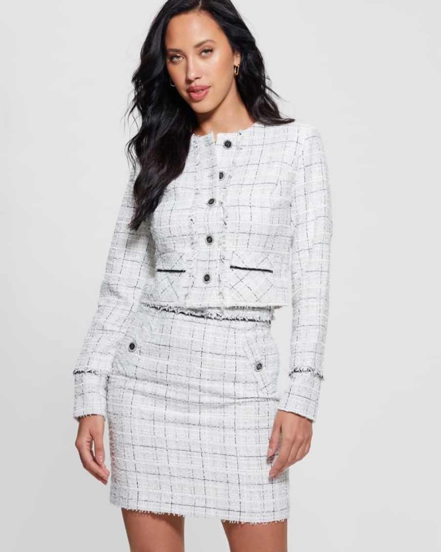 Guess Jeans Guess - Long Sleeve Sofia Tweed Jacket | Coats & Jackets