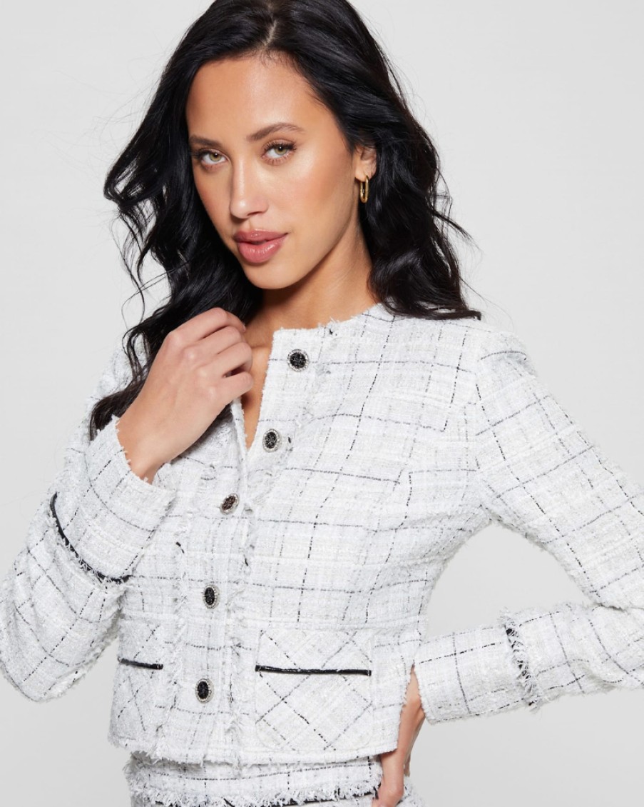 Guess Jeans Guess - Long Sleeve Sofia Tweed Jacket | Coats & Jackets