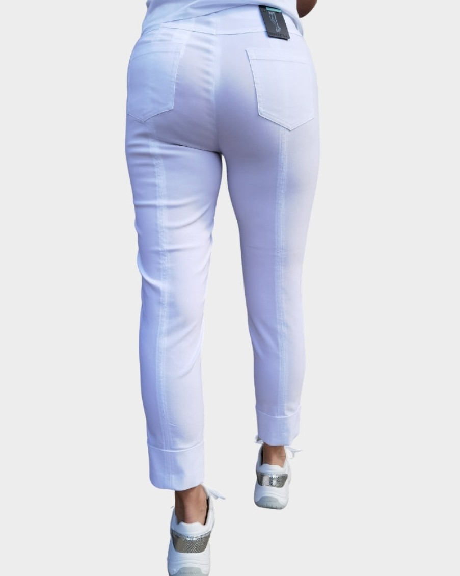 Robell Robell - Bella Slim Fit Trousers 7/8 White | Trousers