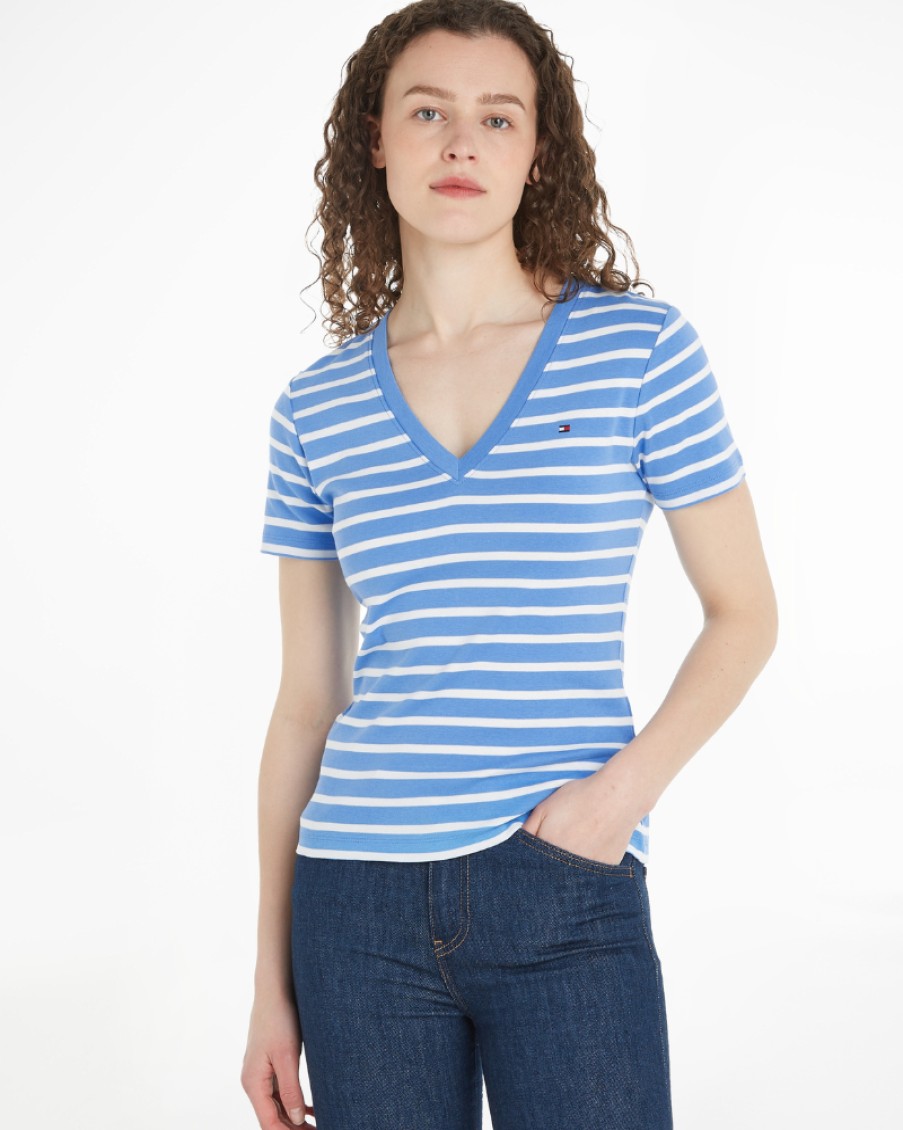 Tommy Women Tommy Hilfiger - New Slim Cody V-Neck T-Shirt | T- Shirts