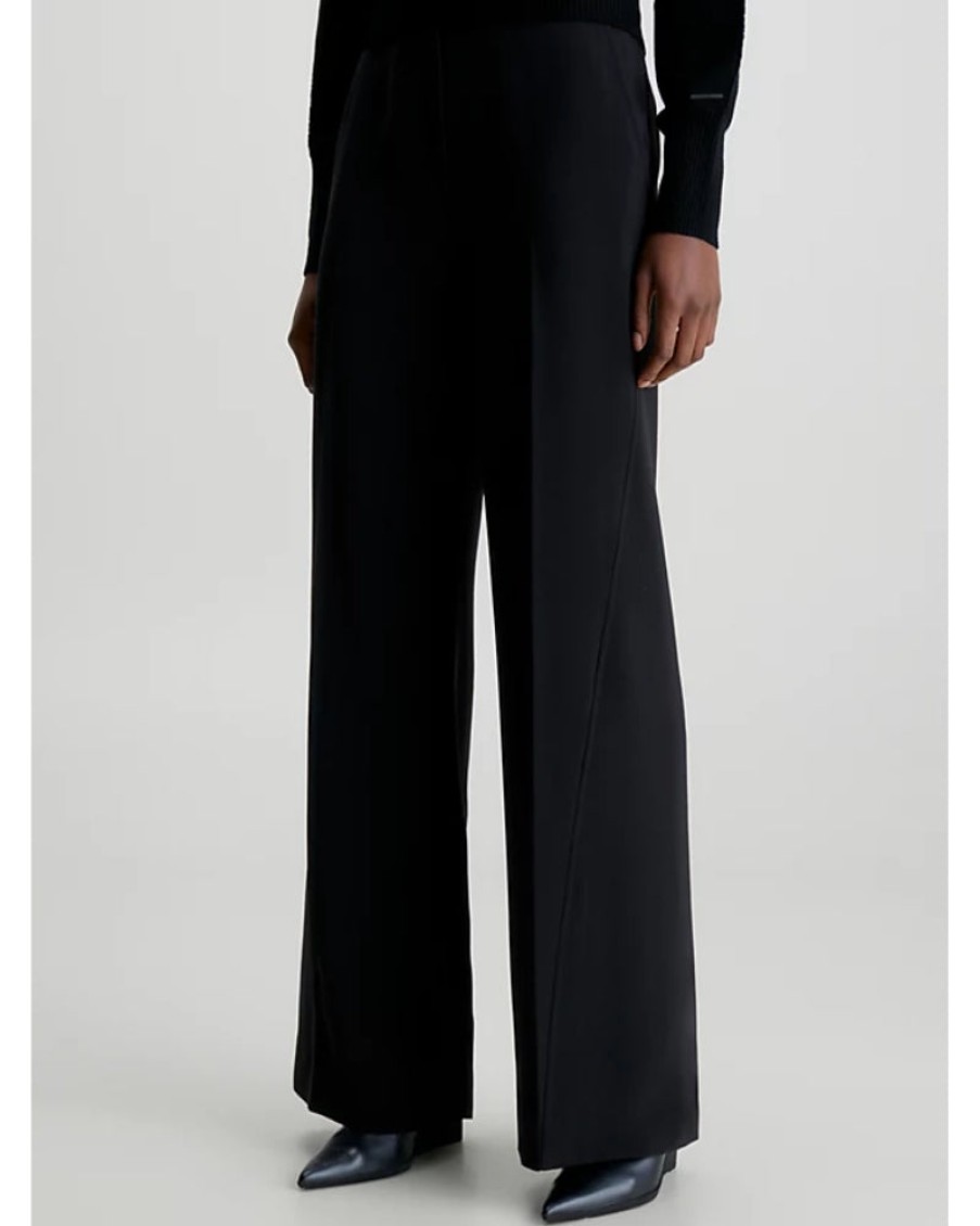 Ck Women Calvin Klein - Structure Twill Wide Leg Trousers | Trousers