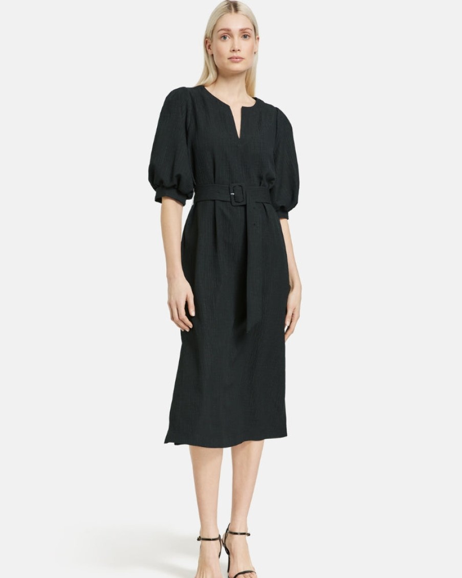 Taifun Taifun - Puff Sleeves Dress | Dresses