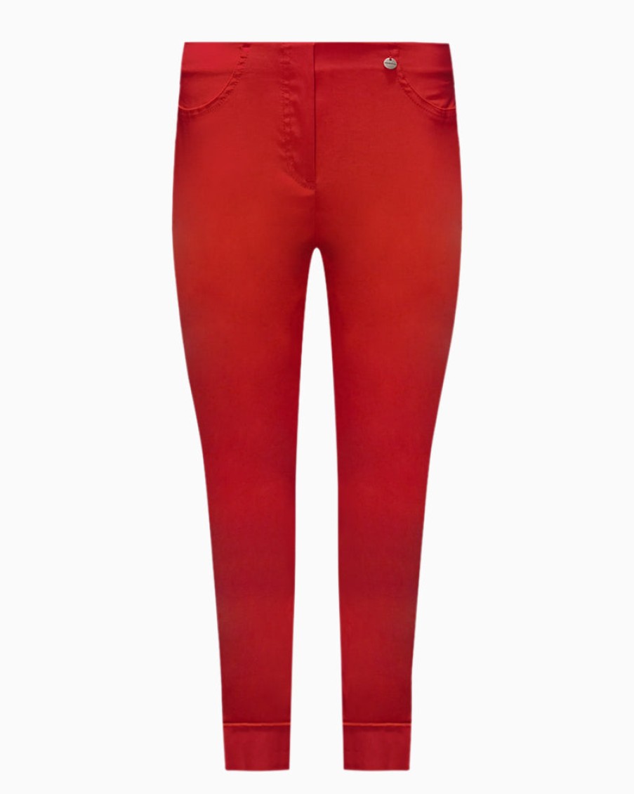 Robell Robell - Bella Slim Fit Trousers 7/8 Red | Trousers