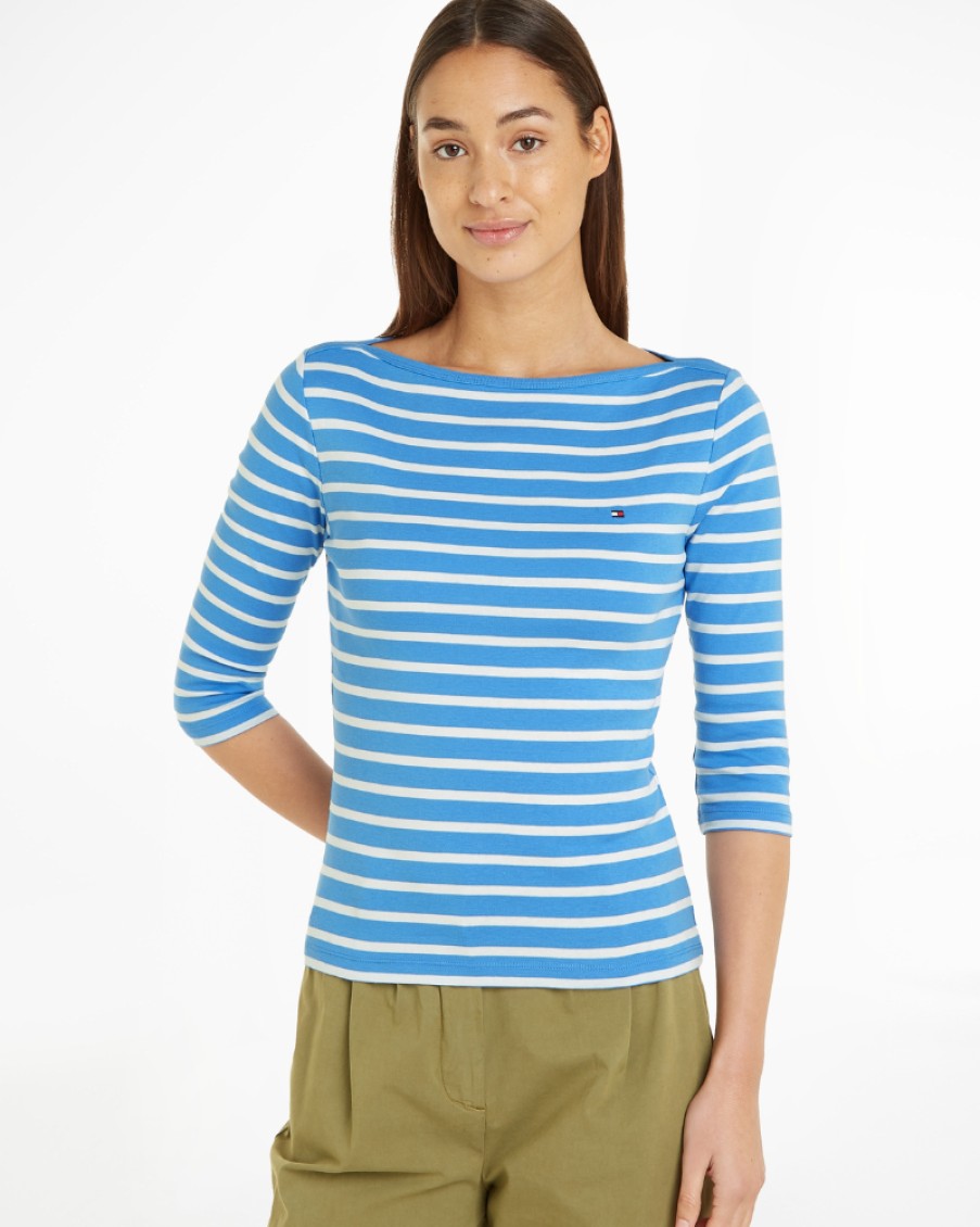 Tommy Women Tommy Hilfiger - New Slim Cody Boat Neck T-Shirt | Tops