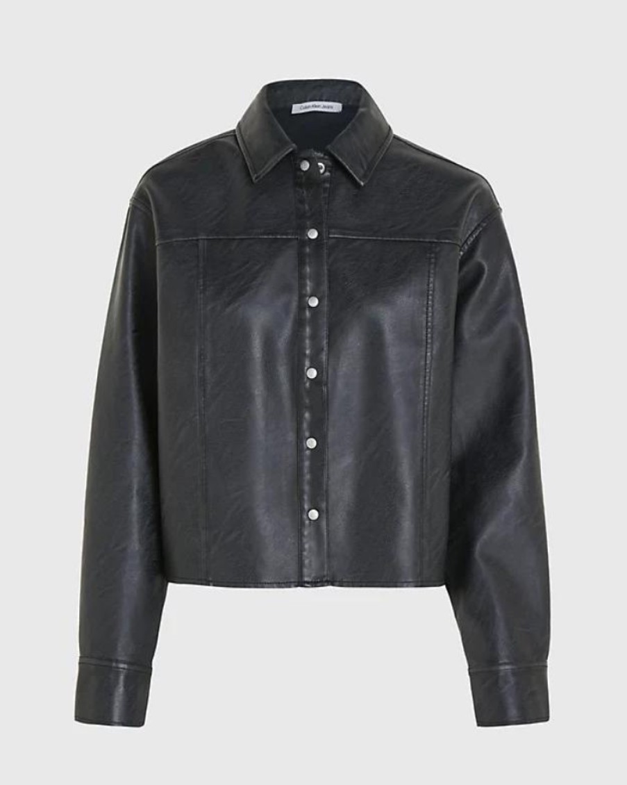 Ck Jeans Calvin Klein - Faux Leather Relaxed Shirt | Shirts & Blouses