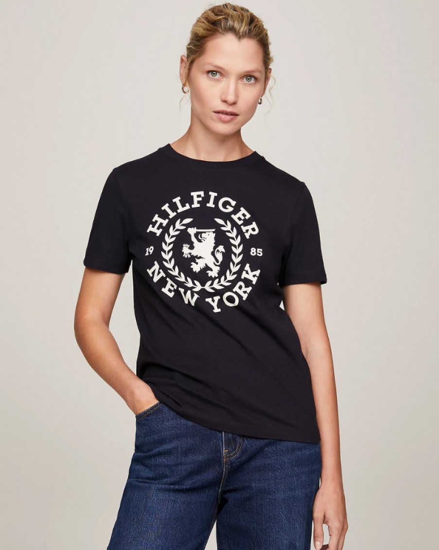 Tommy Women Tommy Hilfiger - Crew Neck Crest T-Shirt | T- Shirts