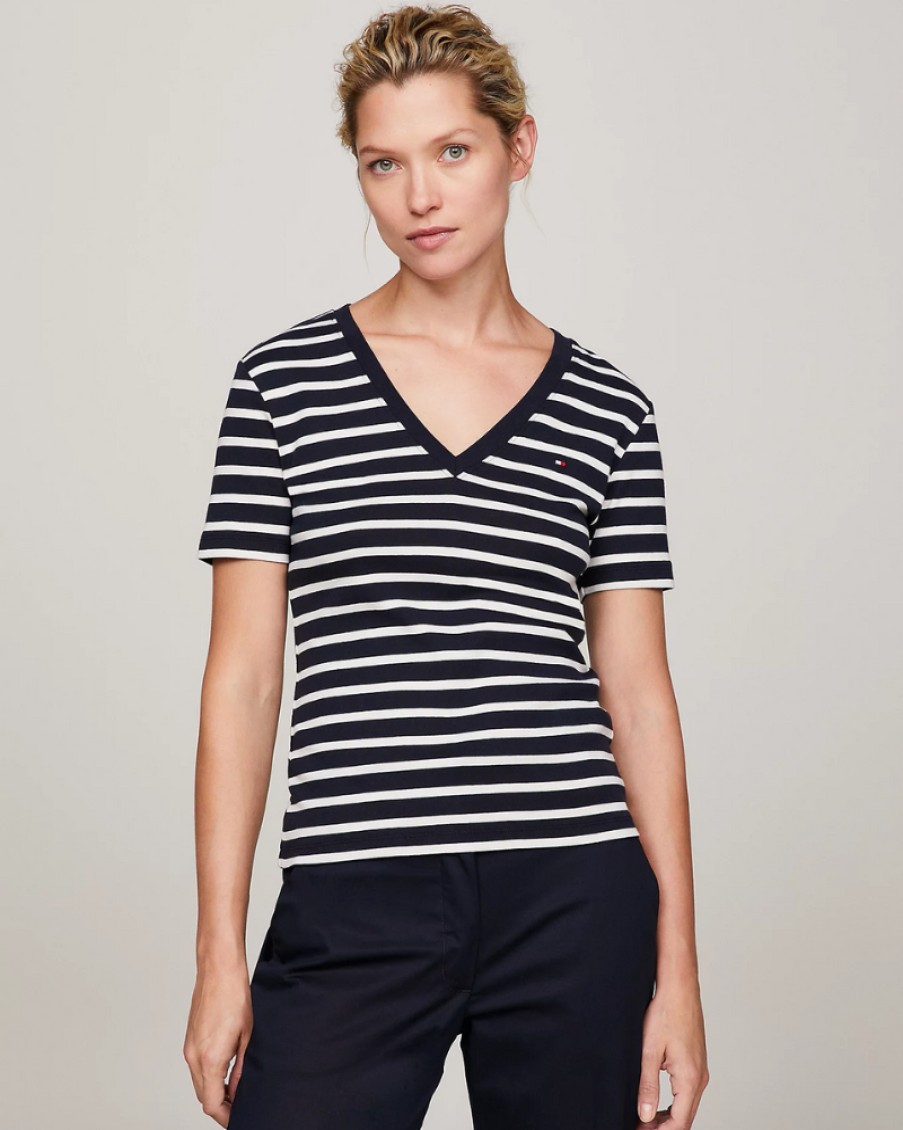 Tommy Women Tommy Hilfiger - New Slim Cody V Neck T-Shirt | T- Shirts