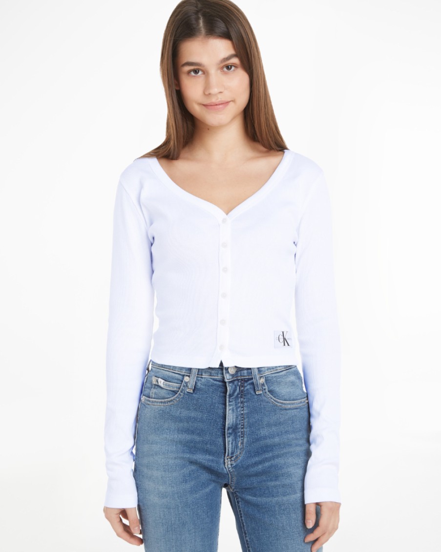 Ck Jeans Calvin Klein - Rib Long Sleeve Cardigan | Tops