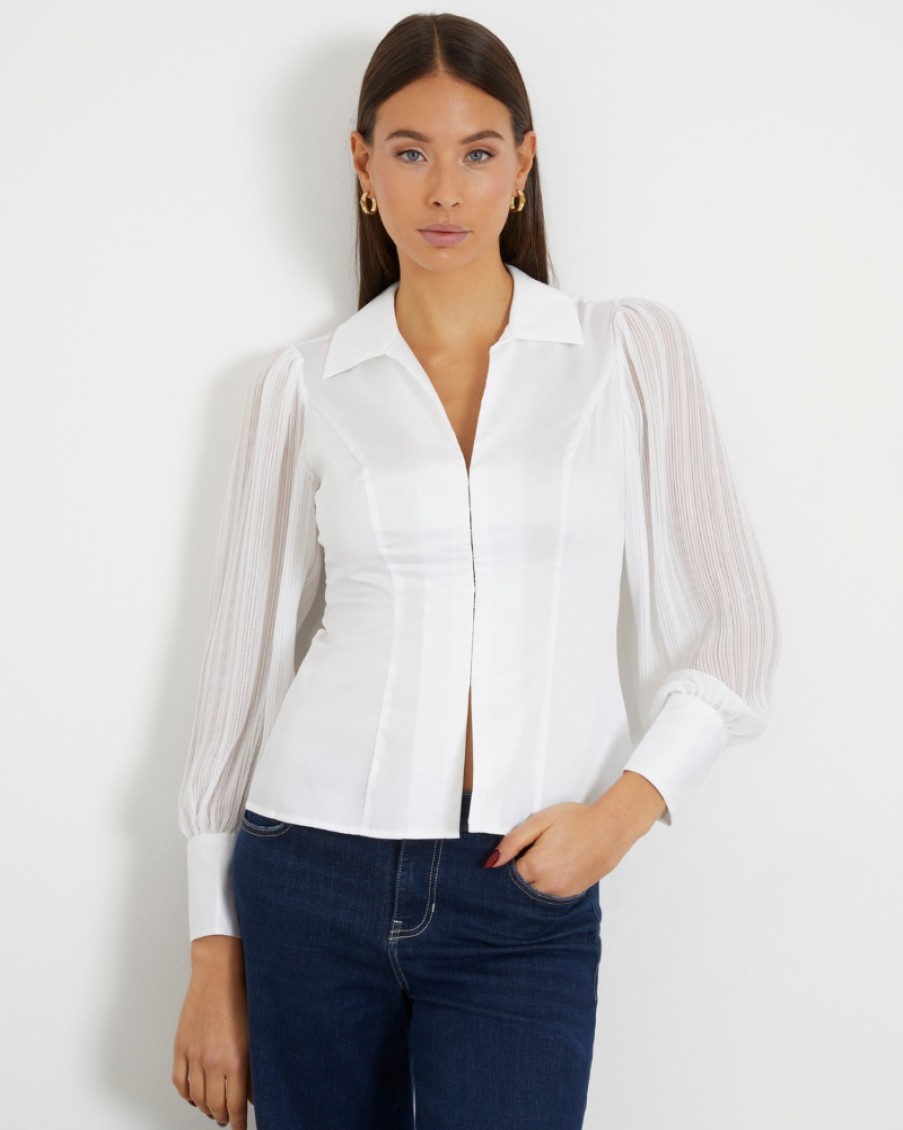 Guess Jeans Guess - Amara Pleated Sleeves Top | Shirts & Blouses