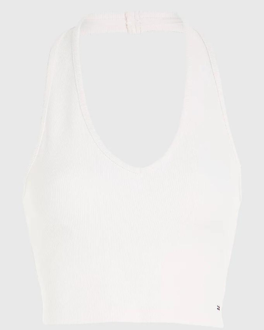 Tommy Jeans Tommy Jeans - Fitted Rib Knit Halter Neck Top | Tops