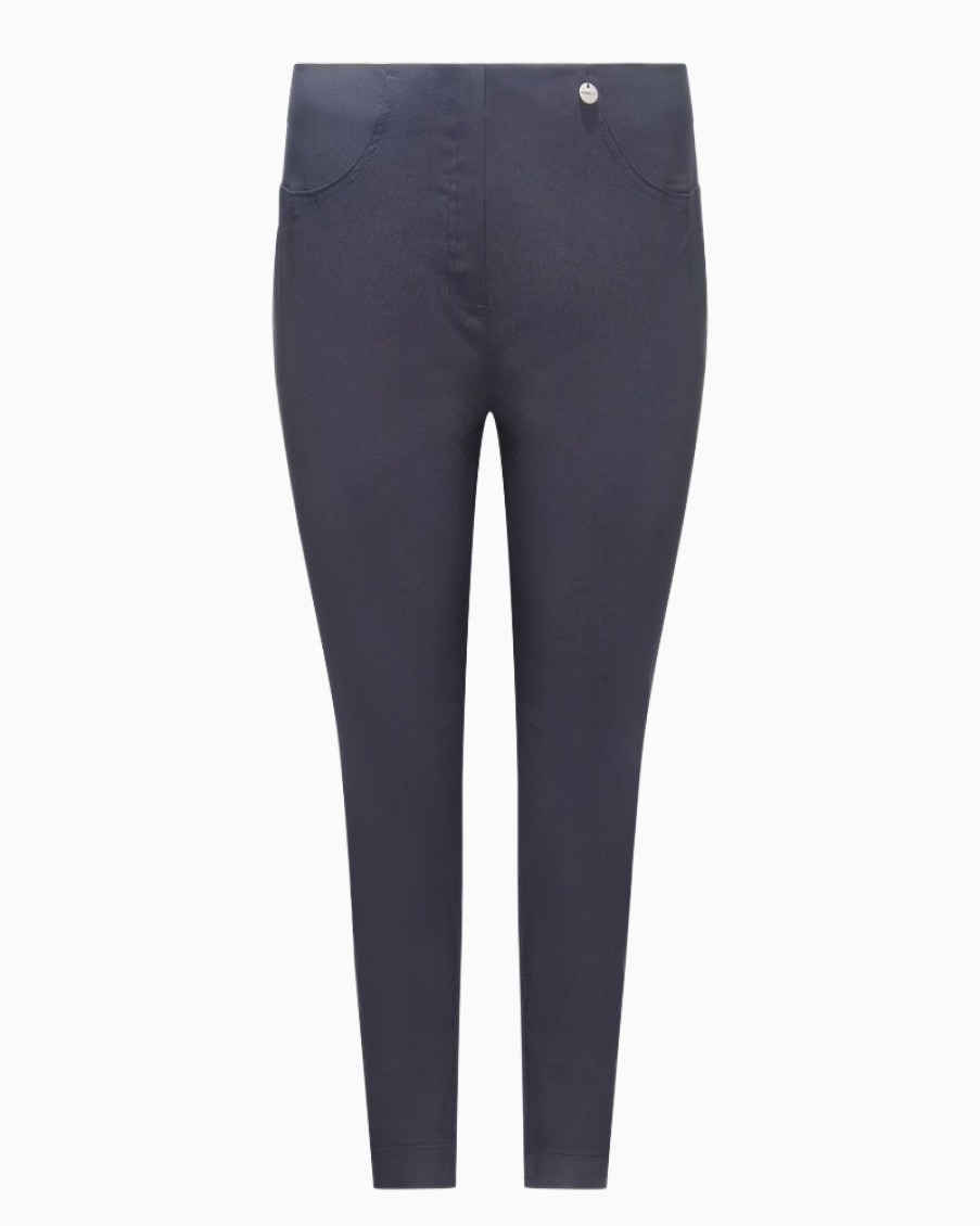 Robell Robell - Bella Slim Fit Trousers 7/8 Navy | Trousers