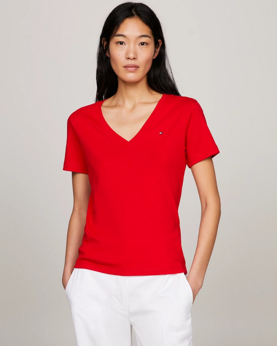 Tommy Women Tommy Hilfiger - New Slim Cody V-Neck T-Shirt | T- Shirts