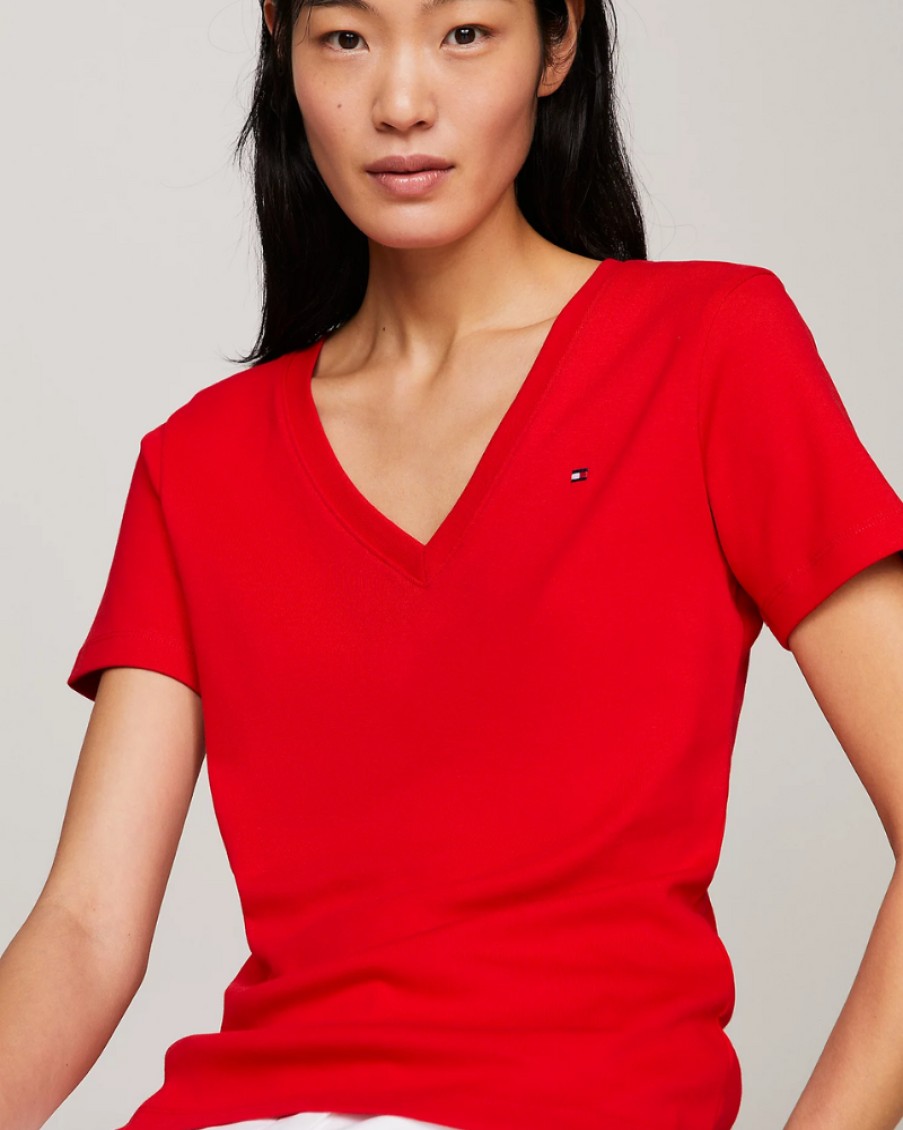 Tommy Women Tommy Hilfiger - New Slim Cody V-Neck T-Shirt | T- Shirts