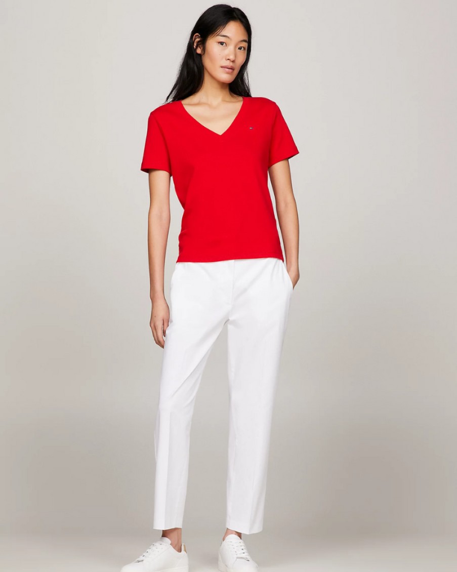 Tommy Women Tommy Hilfiger - New Slim Cody V-Neck T-Shirt | Tops