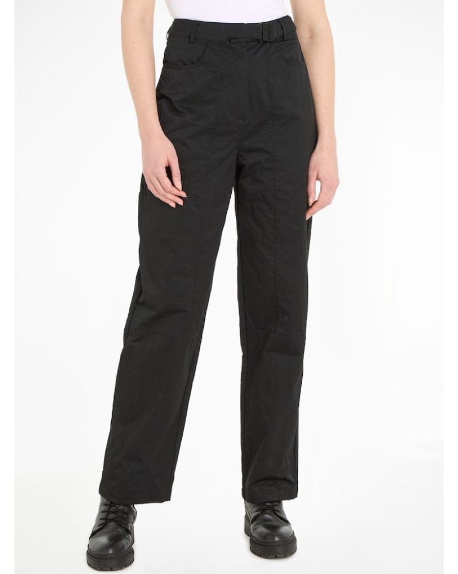 Ck Jeans Calvin Klein - Logo Belt High Rise Relaxed Trousers | Trousers