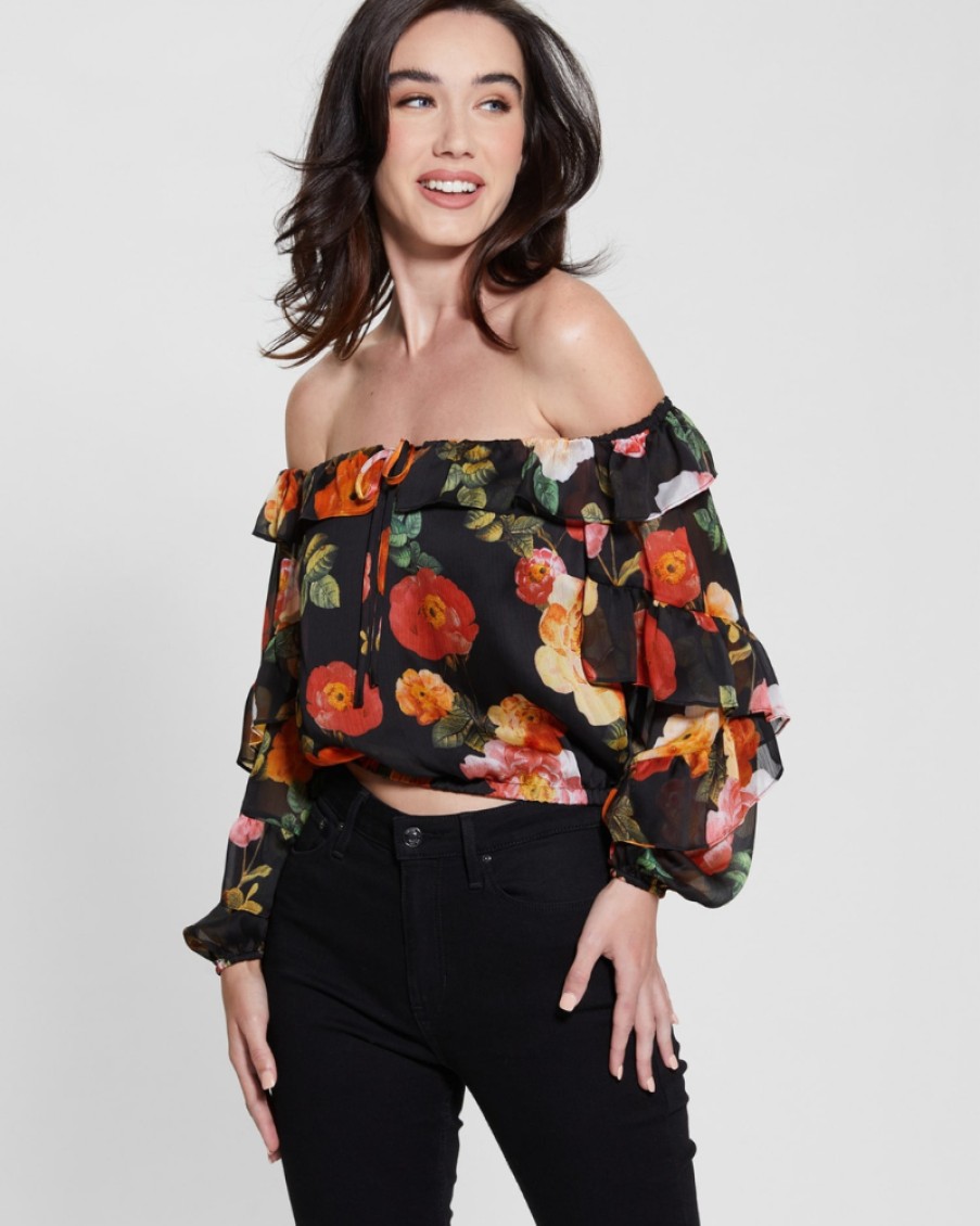 Guess Jeans Guess - Off Shoulder Shani Ruffle Top | Tops